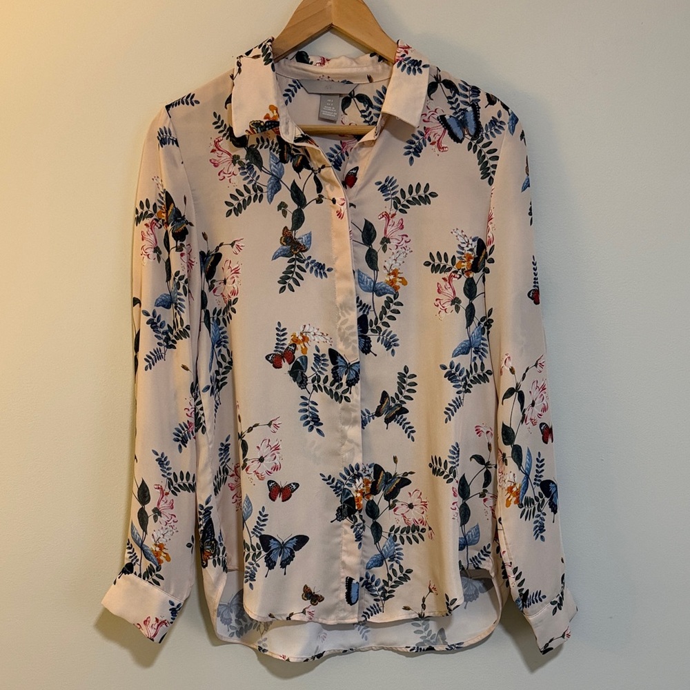 H&M Butterfly Botanical Button Down Shirt